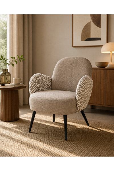 N.zone Luxury Modern Fabric Lounge Chair 80X74X68Cm – Elegant Design with Emb...