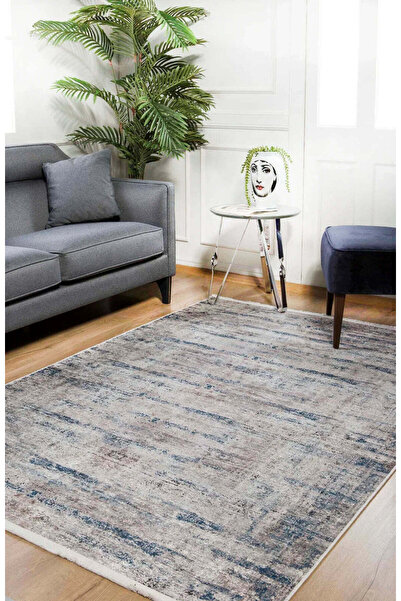 halinet Halı.Net Blue Modern Washable Non-Slip Living Room Carpet Haln-Hln1303