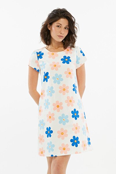 Select Moda Women's Floral Print Short Sleeve Mini Dress
