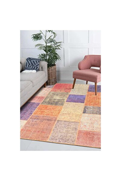 halinet Halı.Net Red Vintage Antique Washable Living Room Carpet Artl-Ba03-Sq...