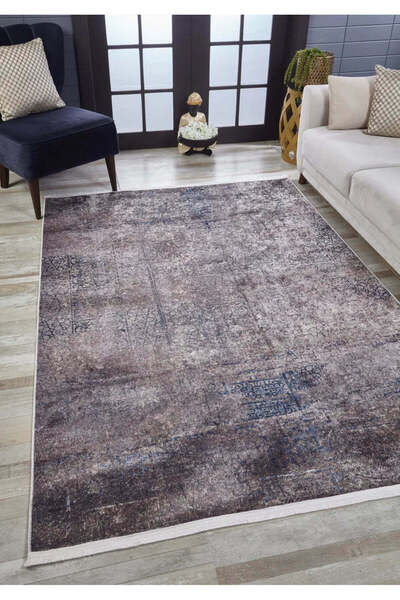 halinet Halı.Net Anthracite Modern Washable Non-Slip Living Room Carpet Haln-...