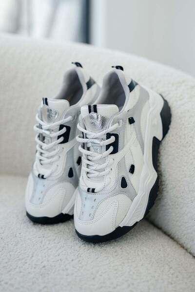 Parponi Tona Women's Thick Soled Lace-Up Sneakers White