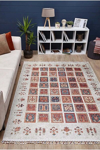 halinet Halı.Net Cream Modern Washable Non-Slip Living Room Carpet Haln-Hln5062
