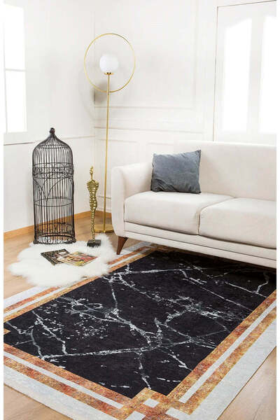 halinet Halı.Net White Classic Washable Non-Slip Living Room Carpet Haln-Hln1406