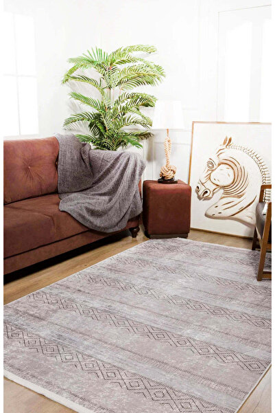 halinet Halı.Net Beige Modern Washable Non-Slip Living Room Carpet Haln-Hln895