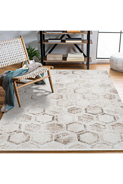 halinet Halı.Net Cream Vintage Antique Washable Non-Slip Living Room Carpet C...