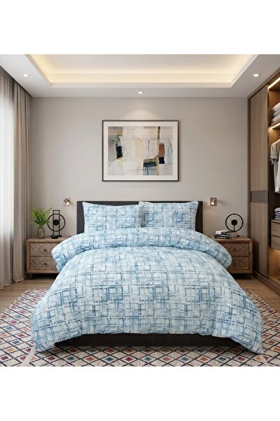 EVRİZON 100% Cotton Duvet Cover Set with Double Elasticated Sheets |   Full Team