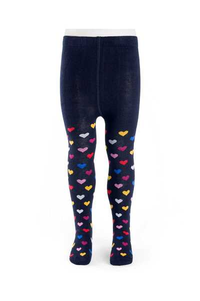 Cute Walk by Babyhug Knit Antibacterial Tights with Heart Design - Navy