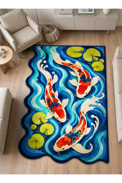 Rugs Modern Halı SDT Balık Tema Desenli Modern Dokuma Taban Dekoratif Halı sd...