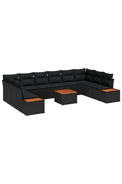 vidaxl Set de canapele pentru gradina 11 pcs Negru Rattan poli