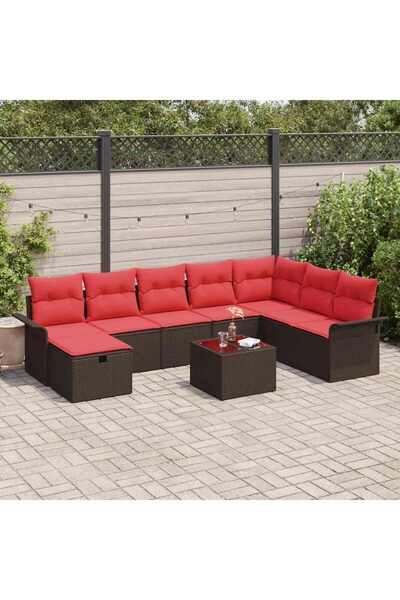 vidaxl Set de canapele pentru gradina cu perna 9 pcs Rattan poli
