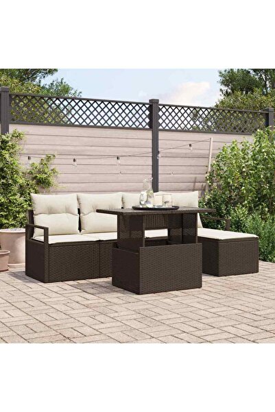 vidaxl Set de canapele pentru gradina 6 pcs Maro Rattan poli