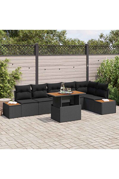 vidaxl Set de canapele pentru gradina 7 pcs Negru Rattan poli