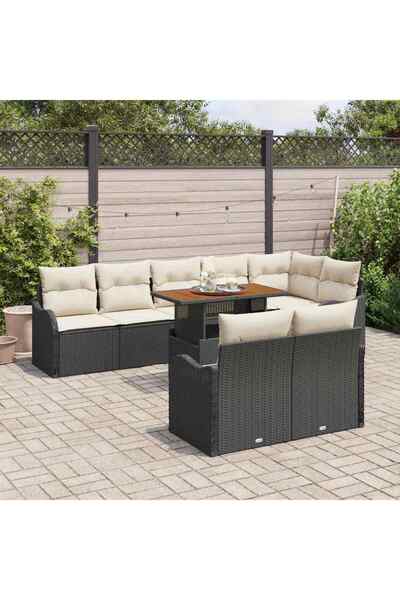 vidaxl Set de canapele pentru gradina 9 pcs Negru Rattan poli