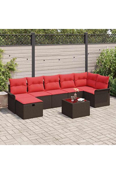 vidaxl Set de canapele pentru gradina cu perna 8 pcs Rattan poli