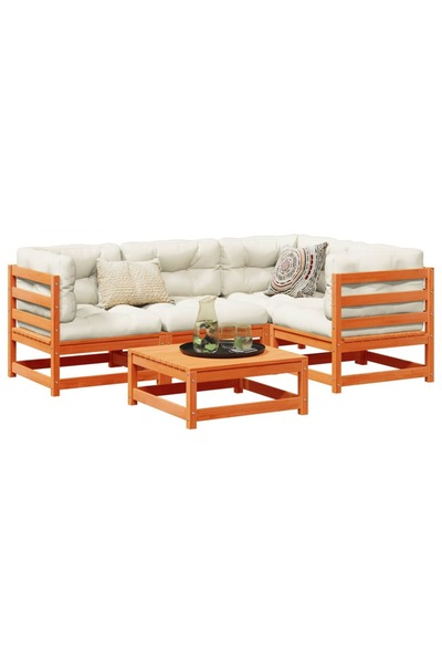 vidaxl Set mobilier de gradina cu perne, 5 piese, lemn masiv de pin