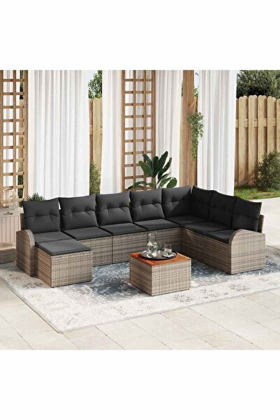 vidaxl Set de canapele pentru gradina 9 pcs Gri poliratan