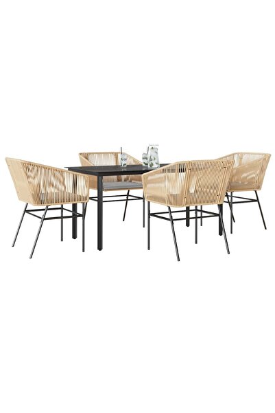 vidaxl Set mobilier de gradina cu perne 5 piese maro sticla polirattan