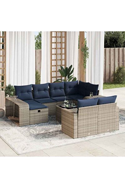 vidaxl Set canapele de gradina cu perne, 11 piese, gri, poliratan