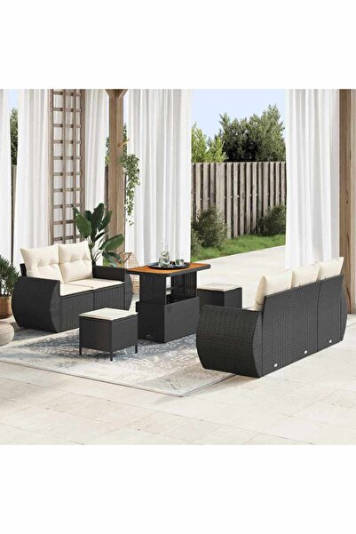 vidaxl Set de canapele pentru gradina 8 pcs Negru poliratan