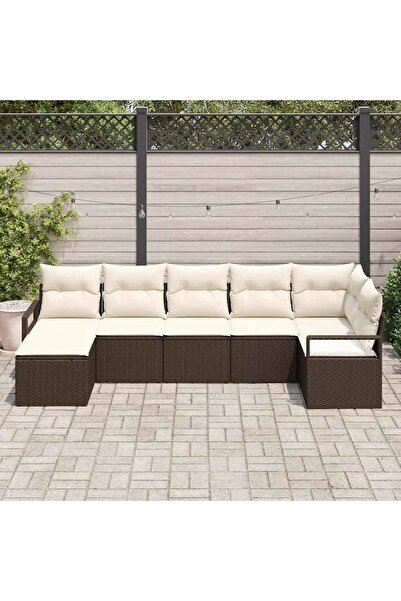 vidaxl Set de canapea 7 pcs Maro poliratan