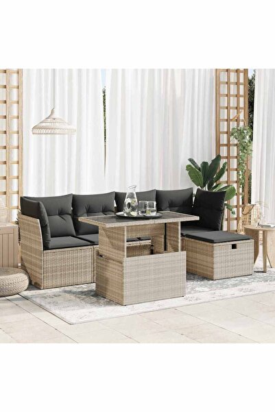 vidaxl Set canapele de gradina cu perne, 6 piese gri deschis poliratan