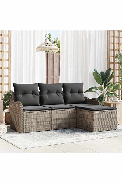 vidaxl Set de canapele pentru gradina 4 pcs Gri poliratan