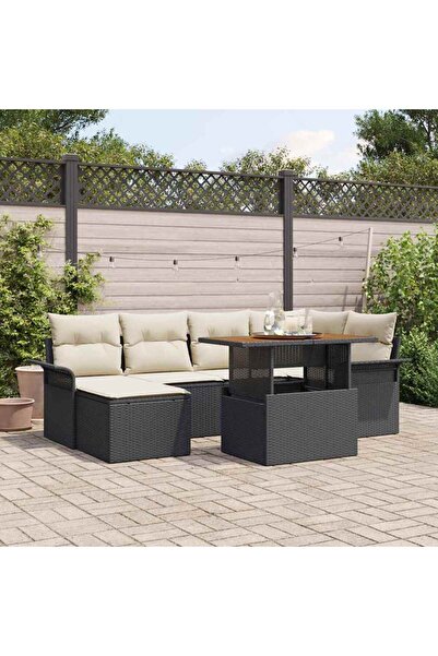 vidaxl Set de canapele pentru gradina 7 pcs Negru Rattan poli