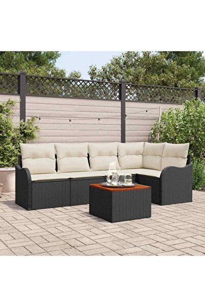 vidaxl Set de canapele pentru gradina 6 pcs Negru È™i Crem poliratan