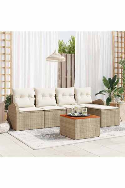 vidaxl Set de canapele pentru gradina 6 pcs Bej È™i crem poliratan