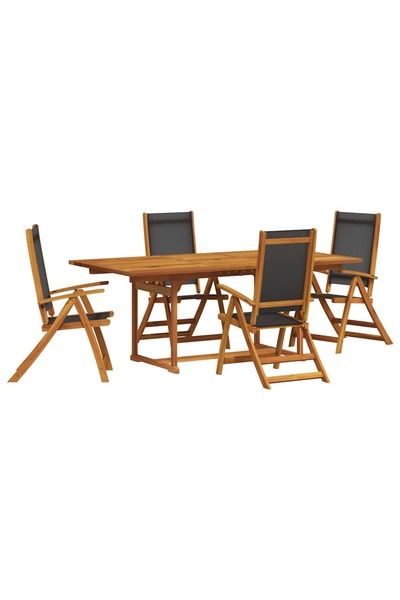vidaxl Set mobilier de gradina, 5 piese, lemn masiv acacia/textilena