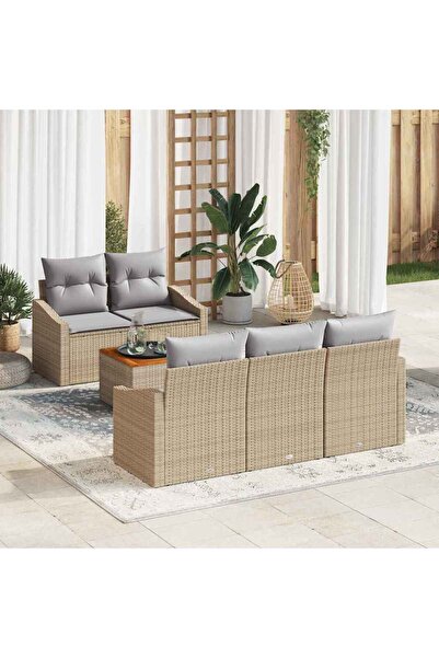 vidaxl Set de canapele pentru gradina 6 pcs Beige È™i gri deschis