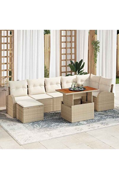 vidaxl Set de canapele pentru gradina 8 pcs Bej Rattan poli