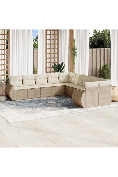 vidaxl Set canapele de gradina cu perne, 10 piese, bej, poliratan