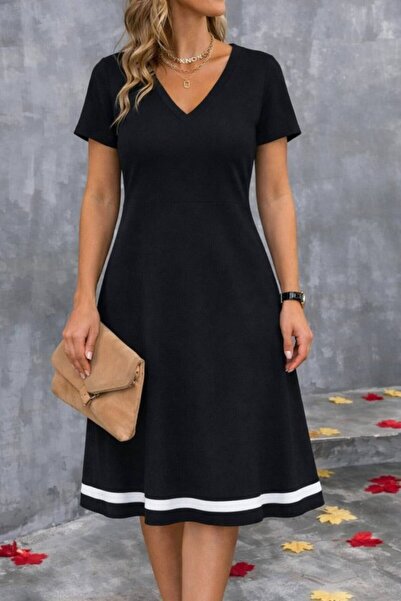 Wear Up Rochie midi Janjan din crep, cu mâneci scurte, decolteu în V și bandă...