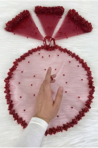 ZEYMERADE Burgundy Bride Groom Handkerchief, Crystal Glass Beads and Pearl Em...