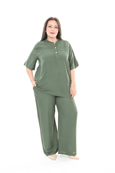 XL Modam Women's Linen Plus Size Pants Tunic Set