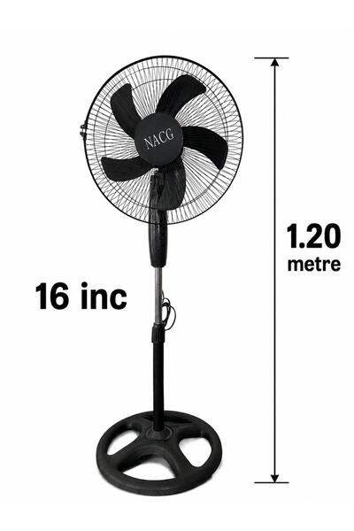 NACG Vantilatör 16 inc ayaklı siyah 3 kademe 5 pervane