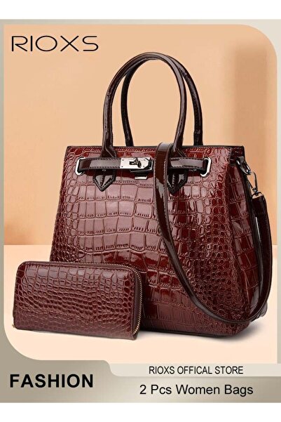 RIOXS 2 Pcs Handbag For Women, Ladies Fashion Tote Bags, Large Capacity Satch...