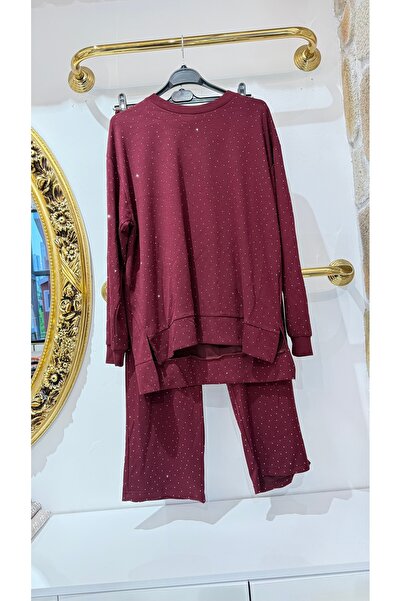 EB SCARF * طقم مكون من قطعتين من قماش المودال الفاخر بتفاصيل حجرية
