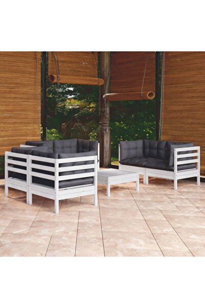 vidaxl Set mobilier gradina cu perne, 7 piese, lemn masiv de pin