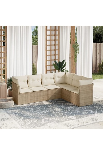vidaxl Set canapele de gradina cu perne, 6 piese, bej, poliratan