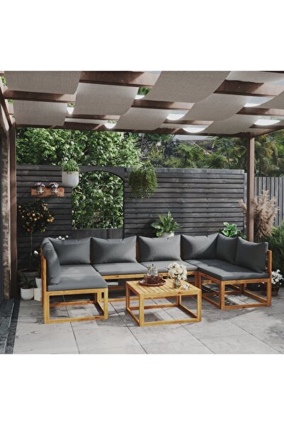 vidaxl Set mobilier gradina cu perne, 7 piese, lemn masiv de acacia