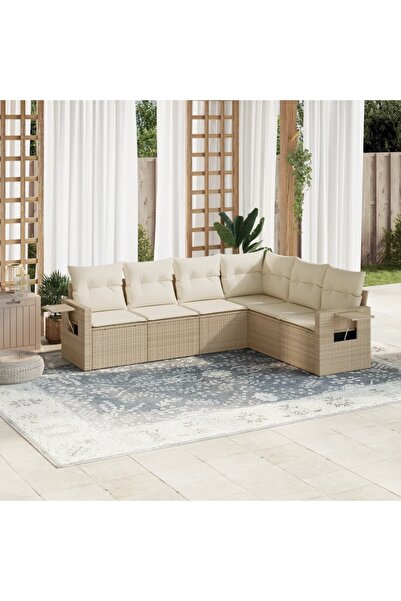vidaxl Set canapele de gradina cu perne, 6 piese, bej, poliratan