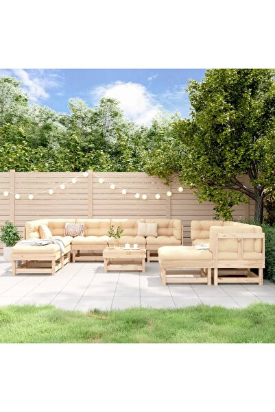 vidaxl Set mobilier gradina, 11 piese, lemn masiv de pin