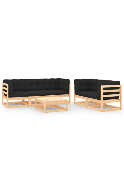 vidaxl Set mobilier de gradina cu perne, 6 piese, lemn masiv de pin