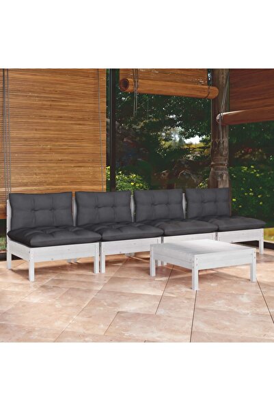 vidaxl Set mobilier gradina cu perne antracit, 5 piese, lemn de pin