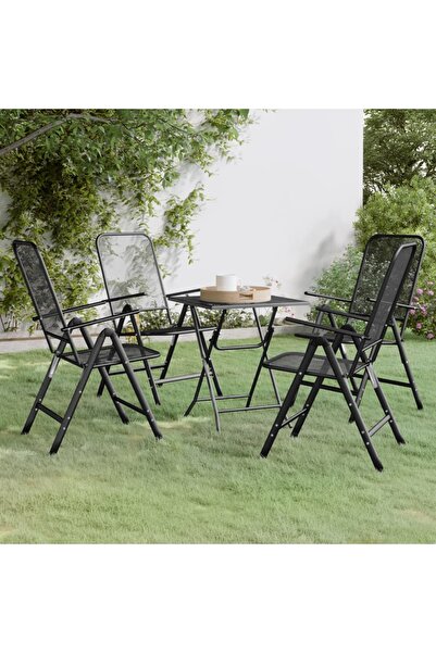 vidaxl Set mobilier gradina 5 piese antracit plasa metalica expandata