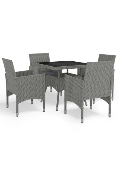 vidaxl Set mobilier de exterior, 5 piese, gri, poliratan È™i sticla