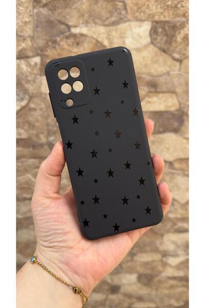 Vip Case Samsung Galaxy A22 Uyumlu Mini Siyah Yıldız Desenli Silikon Darbe Em...